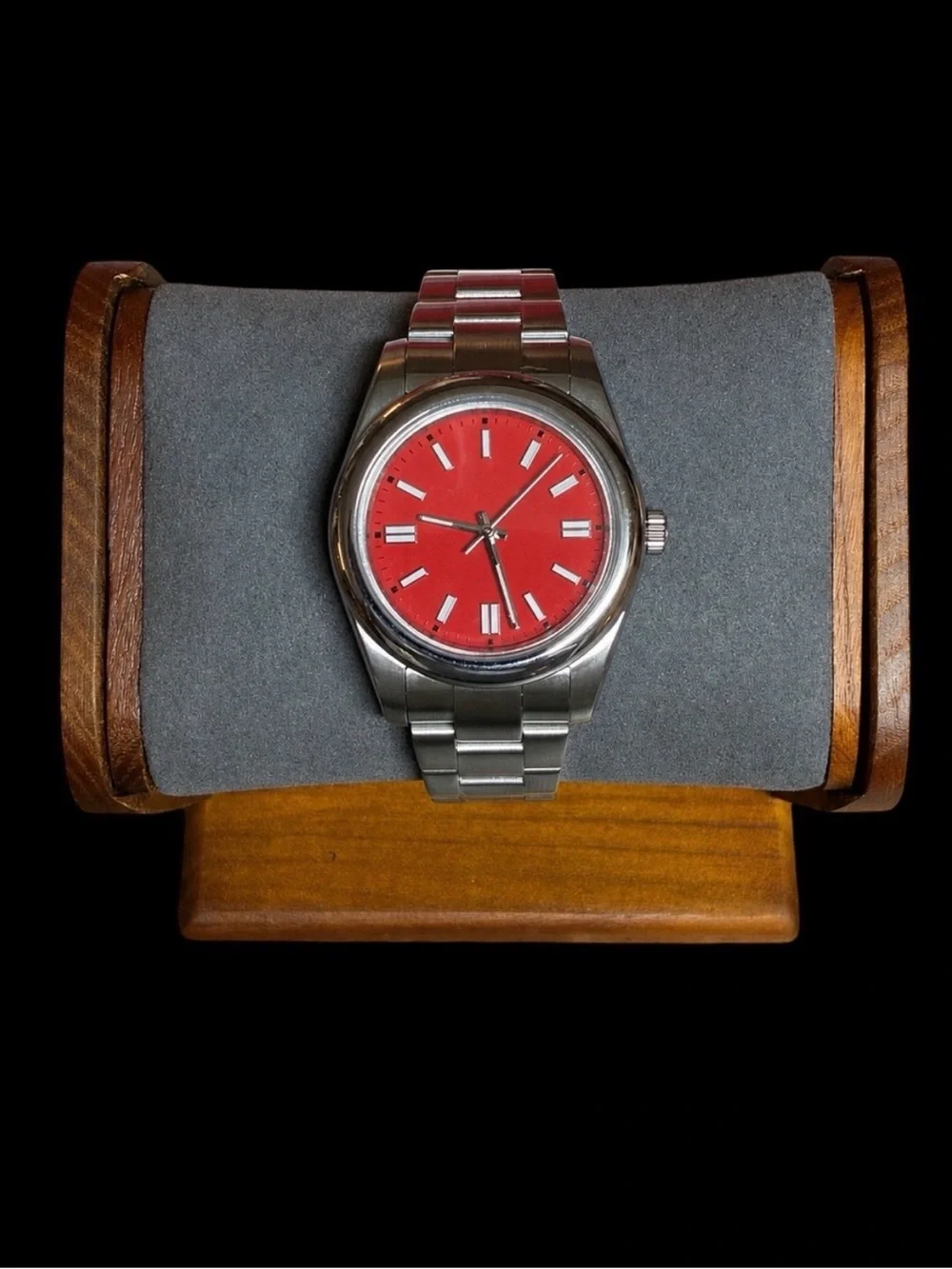Womens R. Watch Silver - Tone Band with a RED Dial